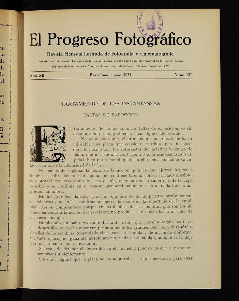 Miniatura de El Progreso Fotográfico : revista mensual ilustrada de fotografía y cinematografía. Año XII, mayo de 1931, nº 131