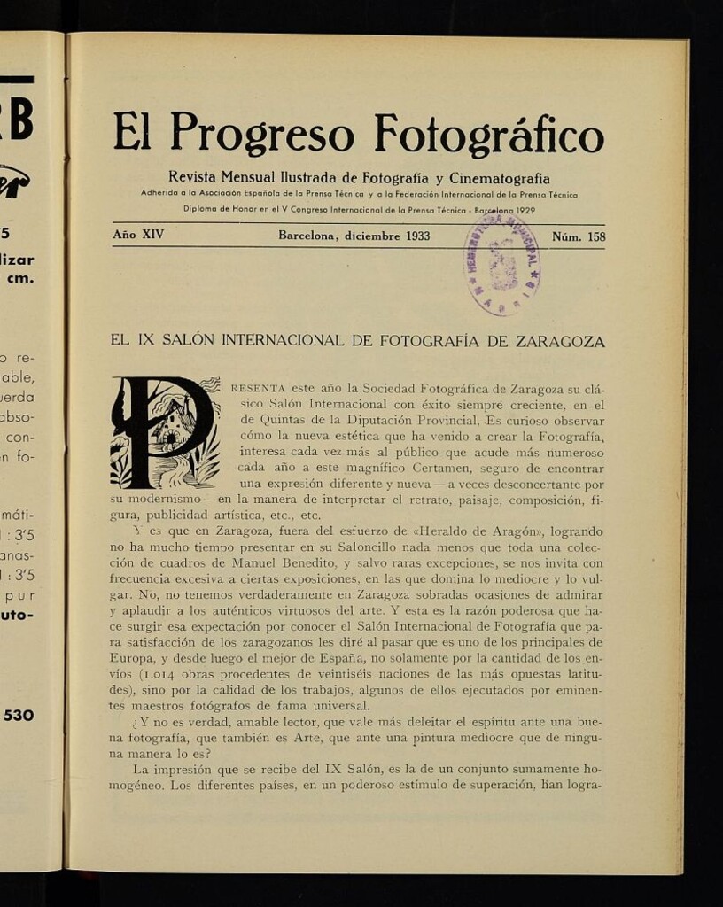 Miniatura de El Progreso Fotográfico : revista mensual ilustrada de fotografía y cinematografía. Año XIV, diciembre de 1933, nº 158