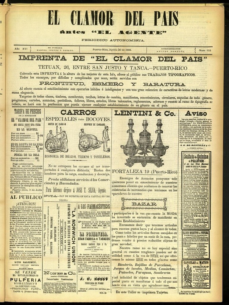 Miniatura de El Clamor del País del 30 de agosto de 1888, nº 103