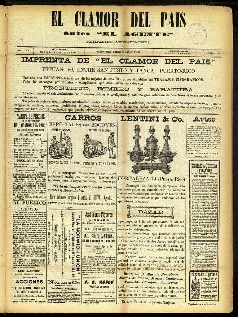 Miniatura de El Clamor del País del 27 de septiembre de 1888, nº 115