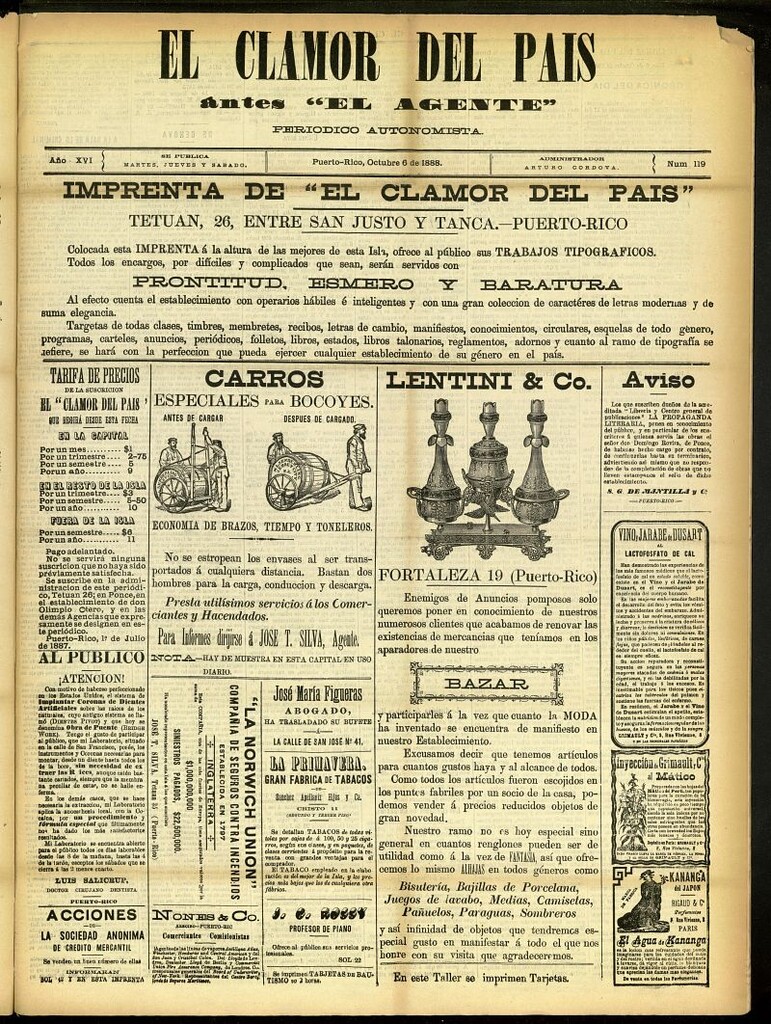 Miniatura de El Clamor del País del 6 de octubre de 1888, nº 119