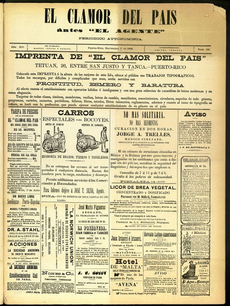 Miniatura de El Clamor del País del 1 de noviembre de 1888, nº 130