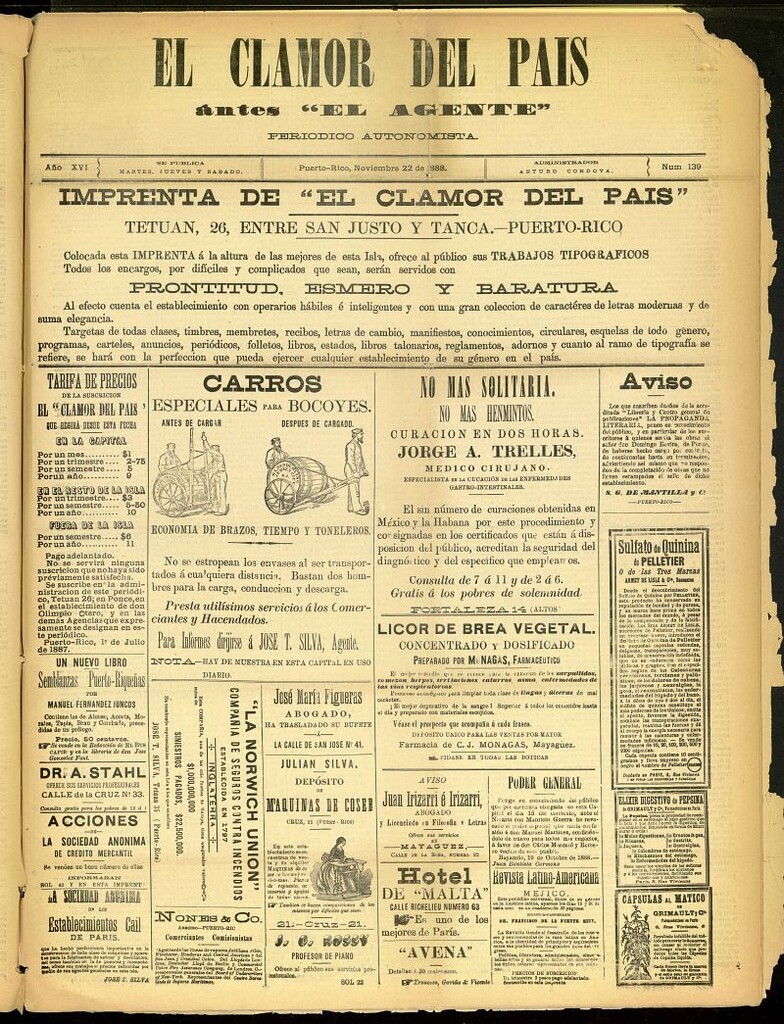 Miniatura de El Clamor del País del 22 de noviembre de 1888, nº 139