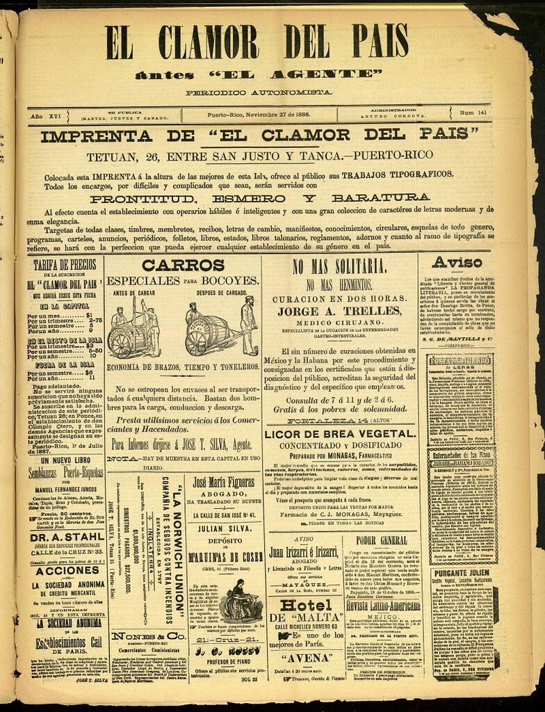 Miniatura de El Clamor del País del 27 de noviembre de 1888, nº 141