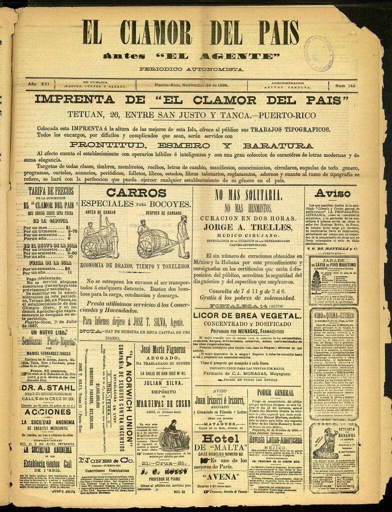 Miniatura de El Clamor del País del 29 de noviembre de 1888, nº 142