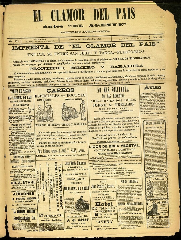 Miniatura de El Clamor del País del 1 de diciembre de 1888, nº 143