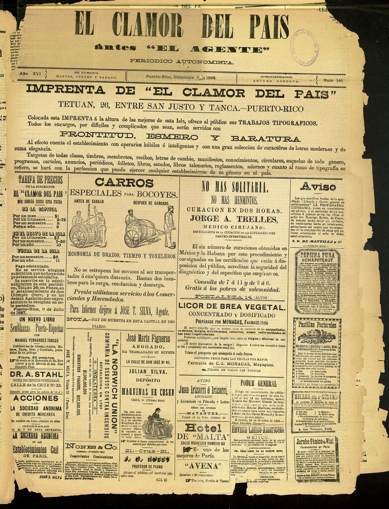 Miniatura de El Clamor del País del 8 de diciembre de 1888, nº 146