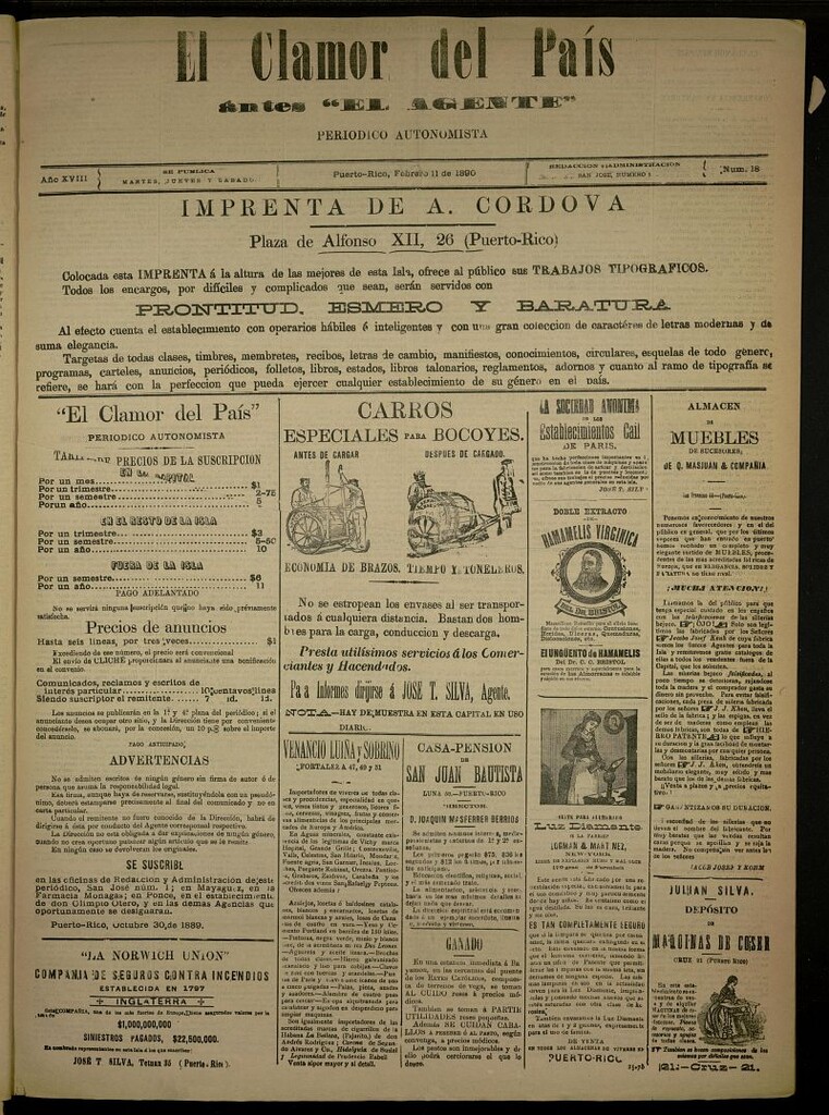 Miniatura de El Clamor del País del 11 de febrero de 1890, nº 18 [sic-1889]