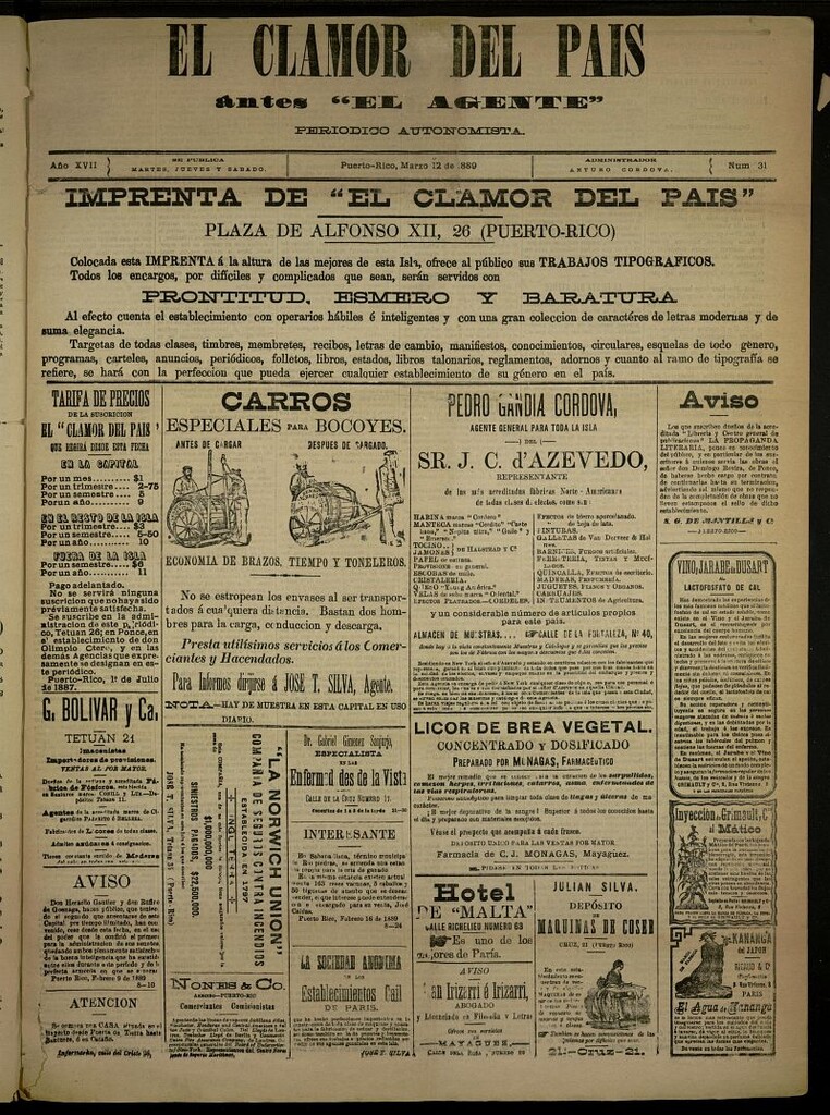 Miniatura de El Clamor del País del 12 de marzo de 1889, nº 31