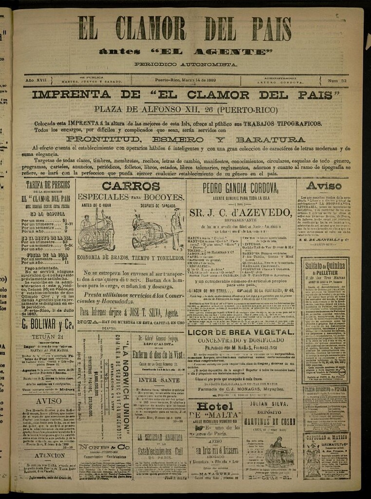 Miniatura de El Clamor del País del 14 de marzo de 1889, nº 32
