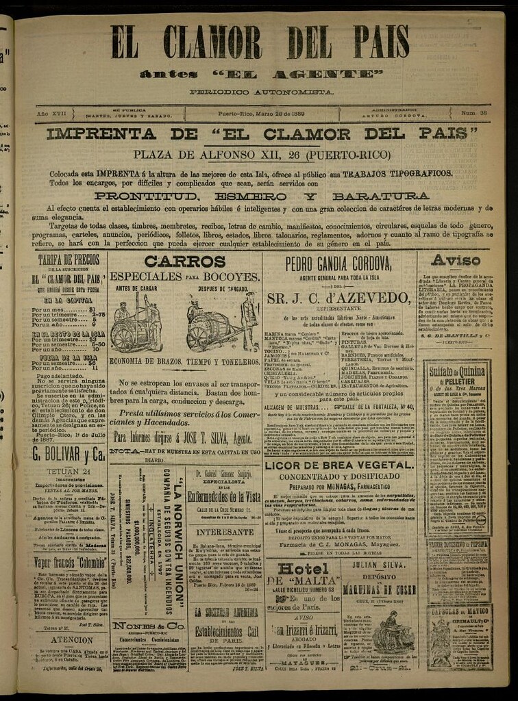 Miniatura de El Clamor del País del 28 de marzo de 1889, nº 38