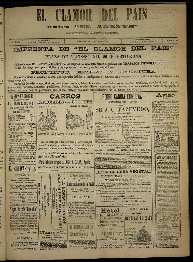 Miniatura de El Clamor del País del 4 de abril de 1889, nº 32 [sic-41]