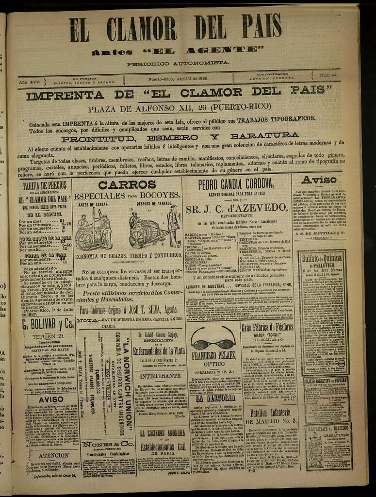Miniatura de El Clamor del País del 11 de abril de 1889, nº 44