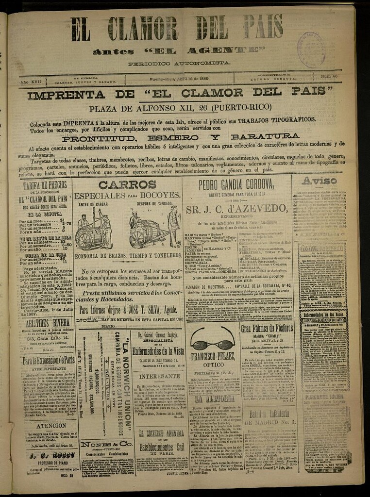 Miniatura de El Clamor del País del 16 de abril de 1889, nº 46