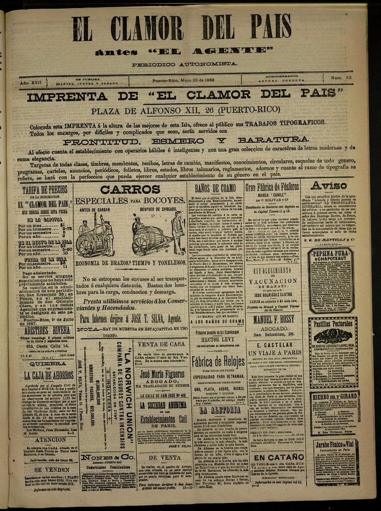 Miniatura de El Clamor del País del 25 de mayo de 1889, nº 62