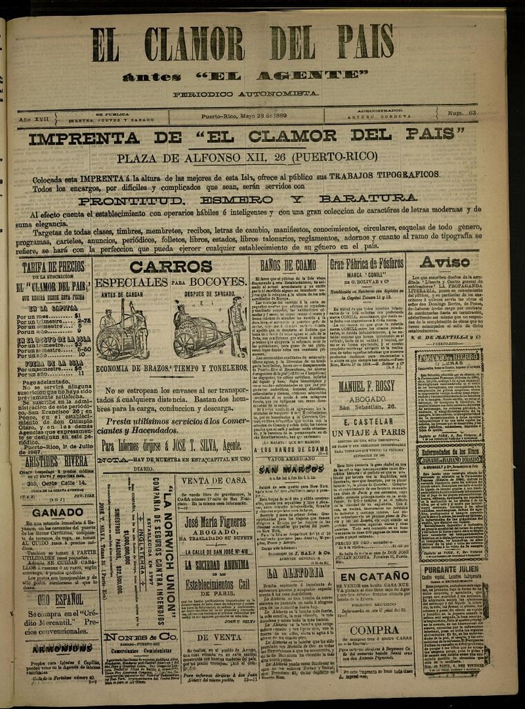 Miniatura de El Clamor del País del 28 de mayo de 1889, nº 63