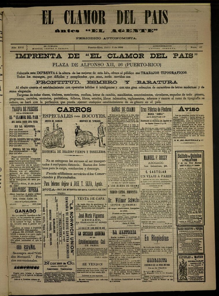 Miniatura de El Clamor del País del 6 de junio de 1889, nº 67