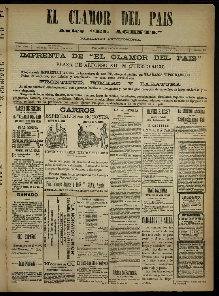 Miniatura de El Clamor del País del 17 de junio de 1889, nº 72