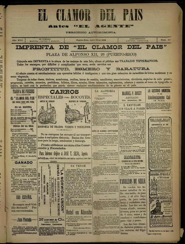 Miniatura de El Clamor del País del 13 de julio de 1889, nº 83