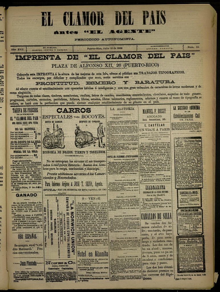 Miniatura de El Clamor del País del 16 de julio de 1889, nº 84