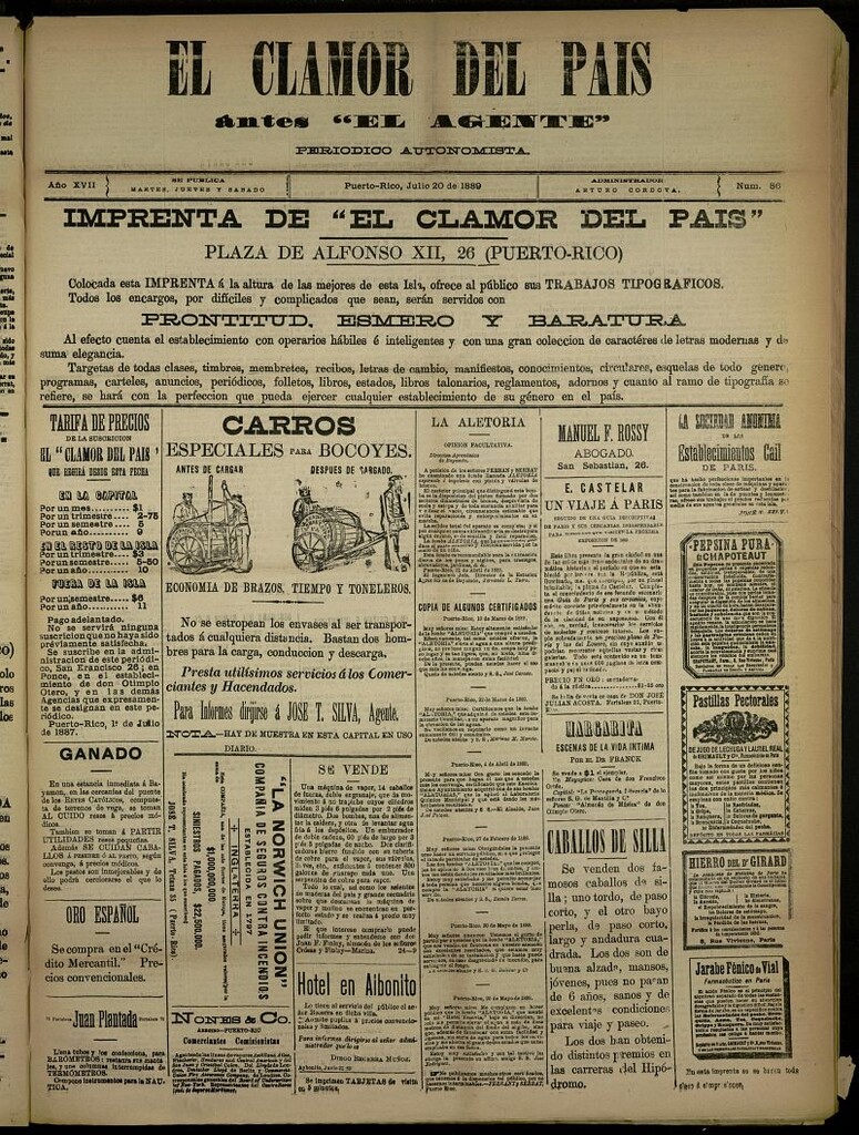 Miniatura de El Clamor del País del 20 de julio de 1889, nº 86