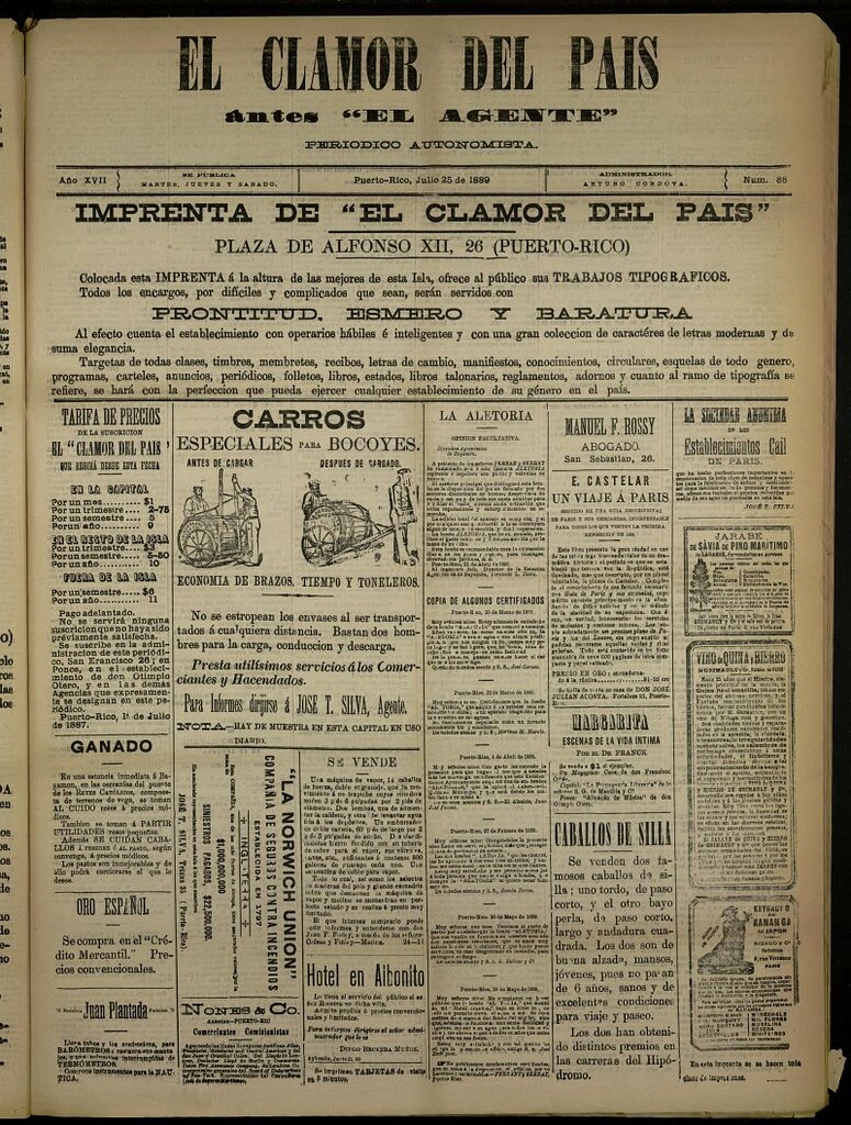 Miniatura de El Clamor del País del 25 de julio de 1889, nº 88