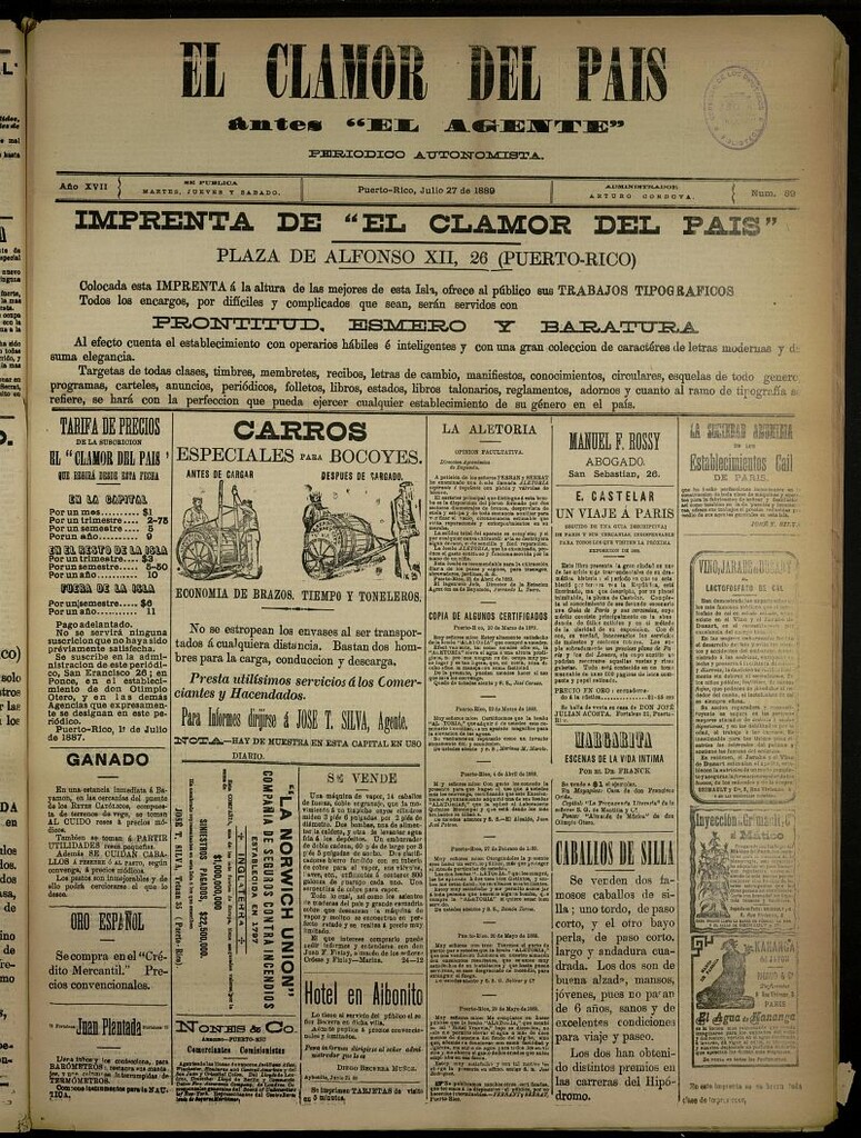 Miniatura de El Clamor del País del 27 de julio de 1889, nº 89