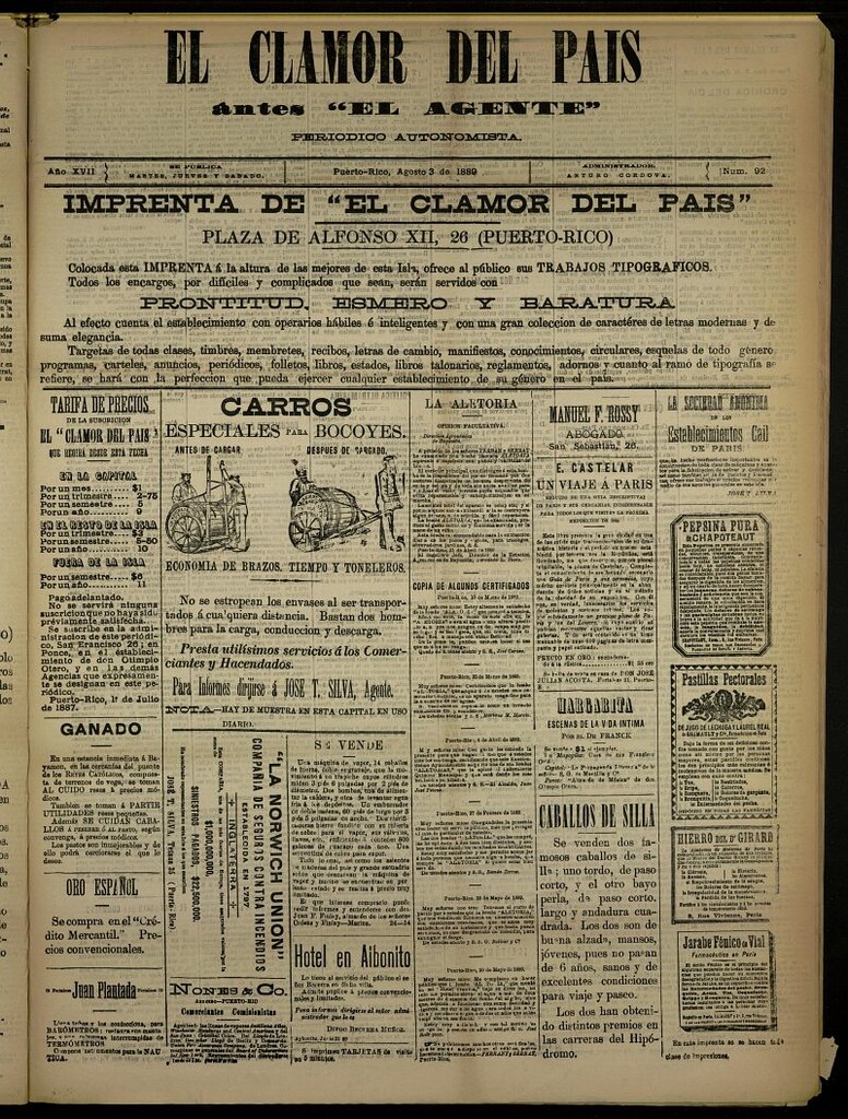 Miniatura de El Clamor del País del 3 de agosto de 1889, nº 92