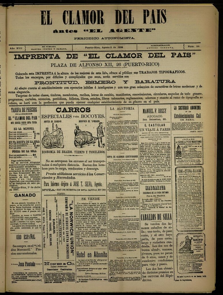 Miniatura de El Clamor del País del 8 de agosto de 1889, nº 94