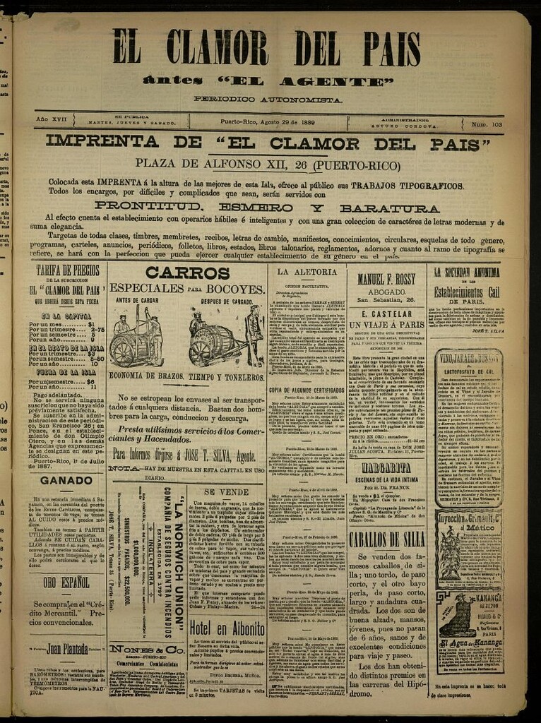 Miniatura de El Clamor del País del 29 de agosto de 1889, nº 103