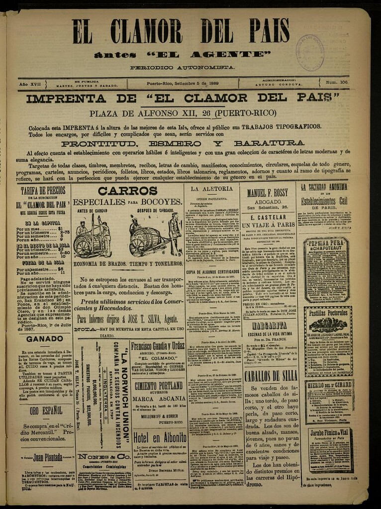Miniatura de El Clamor del País del 5 de septiembre de 1889, nº 106