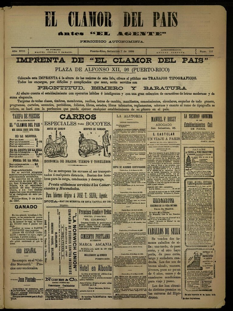Miniatura de El Clamor del País del 7 de septiembre de 1889, nº 107