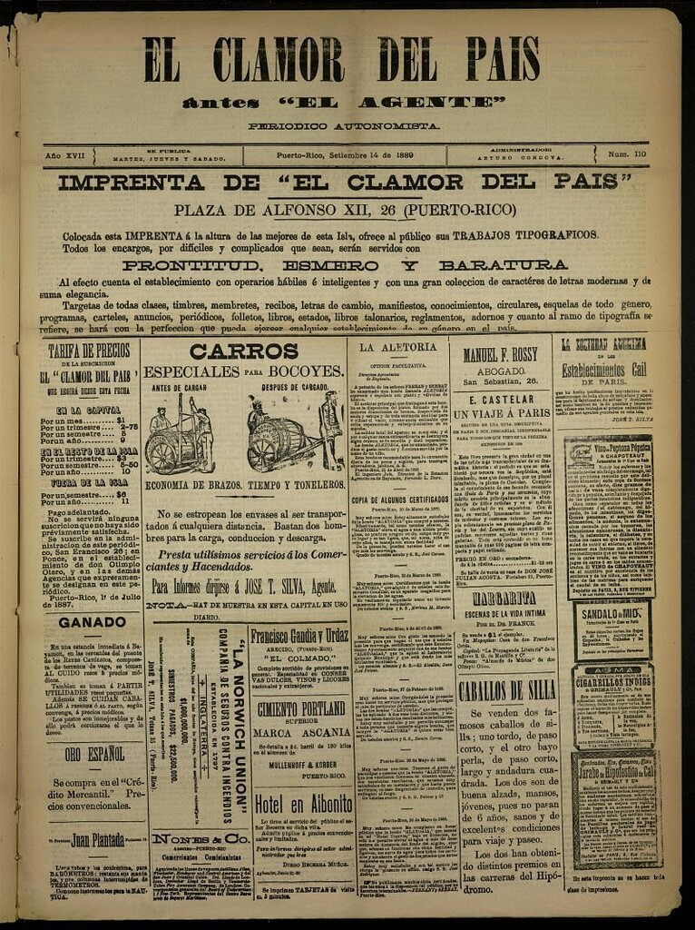 Miniatura de El Clamor del País del 14 de septiembre de 1889, nº 110