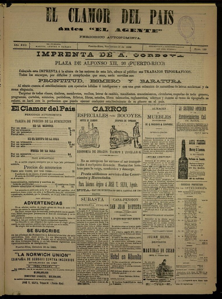 Miniatura de El Clamor del País del 21 de noviembre de 1889, nº 139
