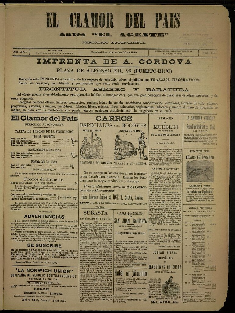 Miniatura de El Clamor del País del 30 de noviembre de 1889, nº 143