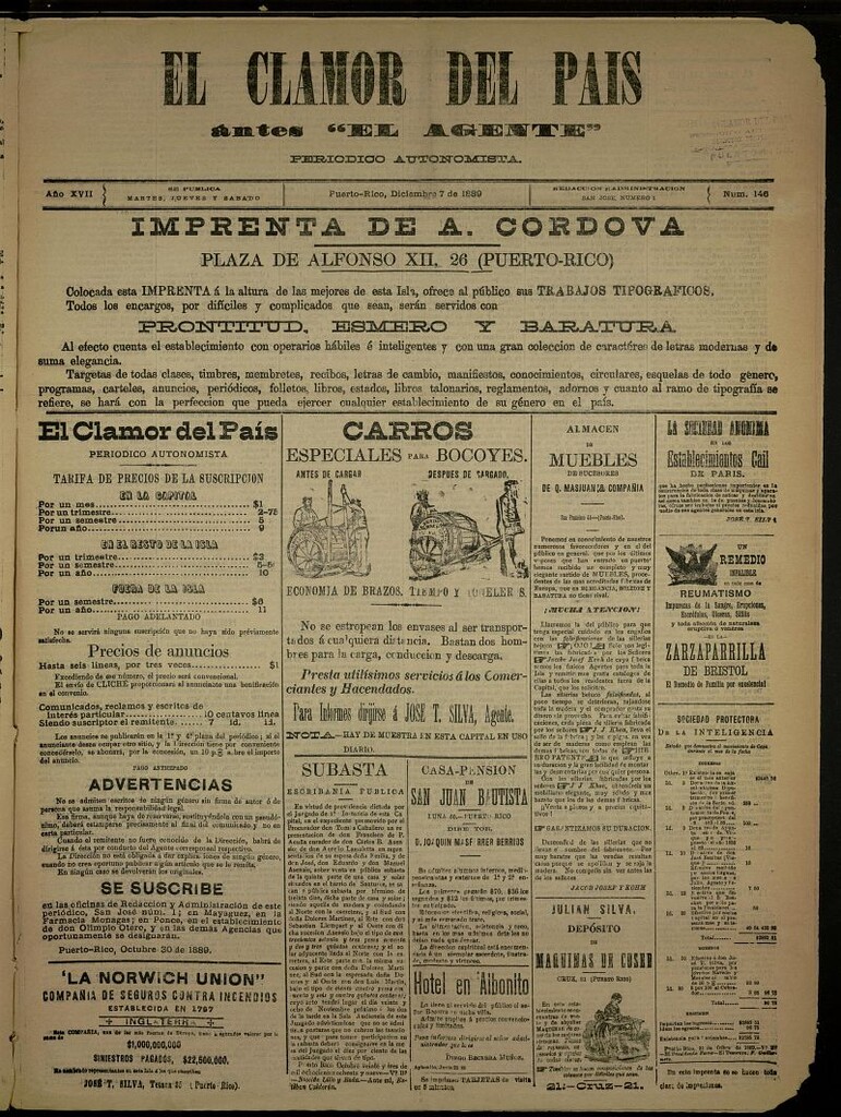 Miniatura de El Clamor del País del 7 de diciembre de 1889, nº 146