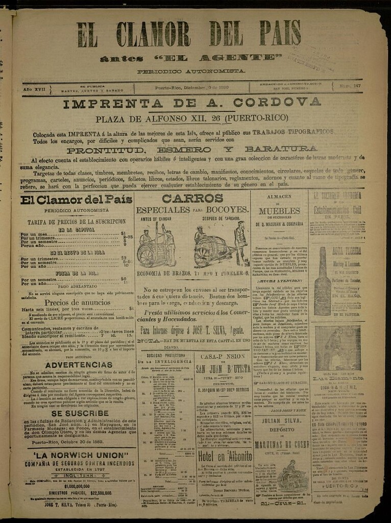 Miniatura de El Clamor del País del 10 de diciembre de 1889, nº 147