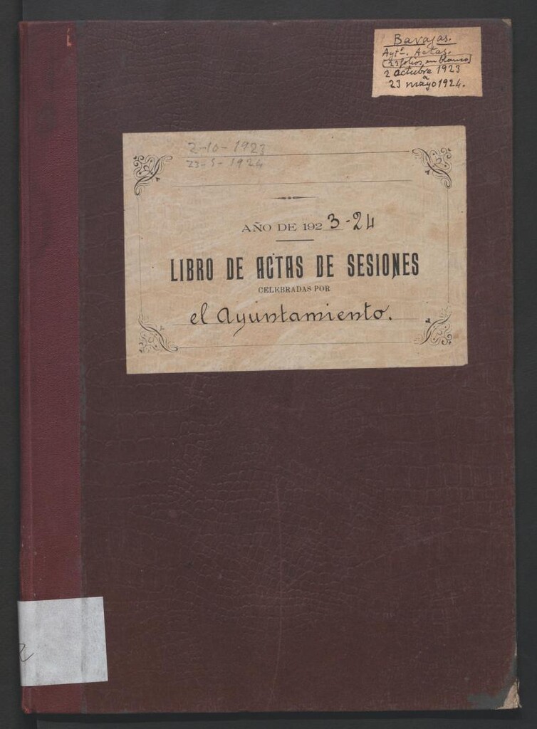 Miniatura de Actas y acuerdos del ayuntamiento de Barajas de 1923-1924. Libro 732.