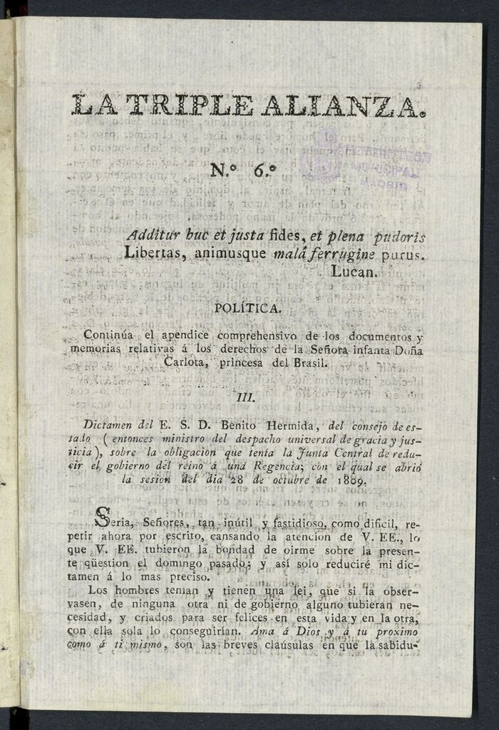 Miniatura de La triple alianza. Nº6