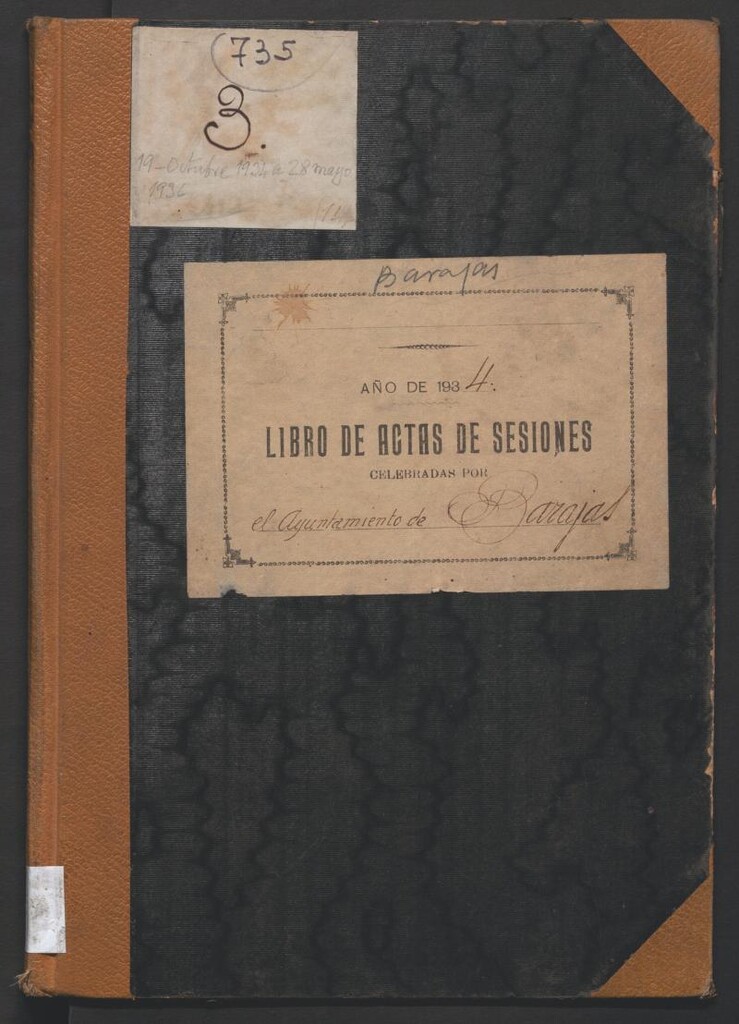 Miniatura de Actas y acuerdos del ayuntamiento de Barajas de 1934-1936. Libro 735.
