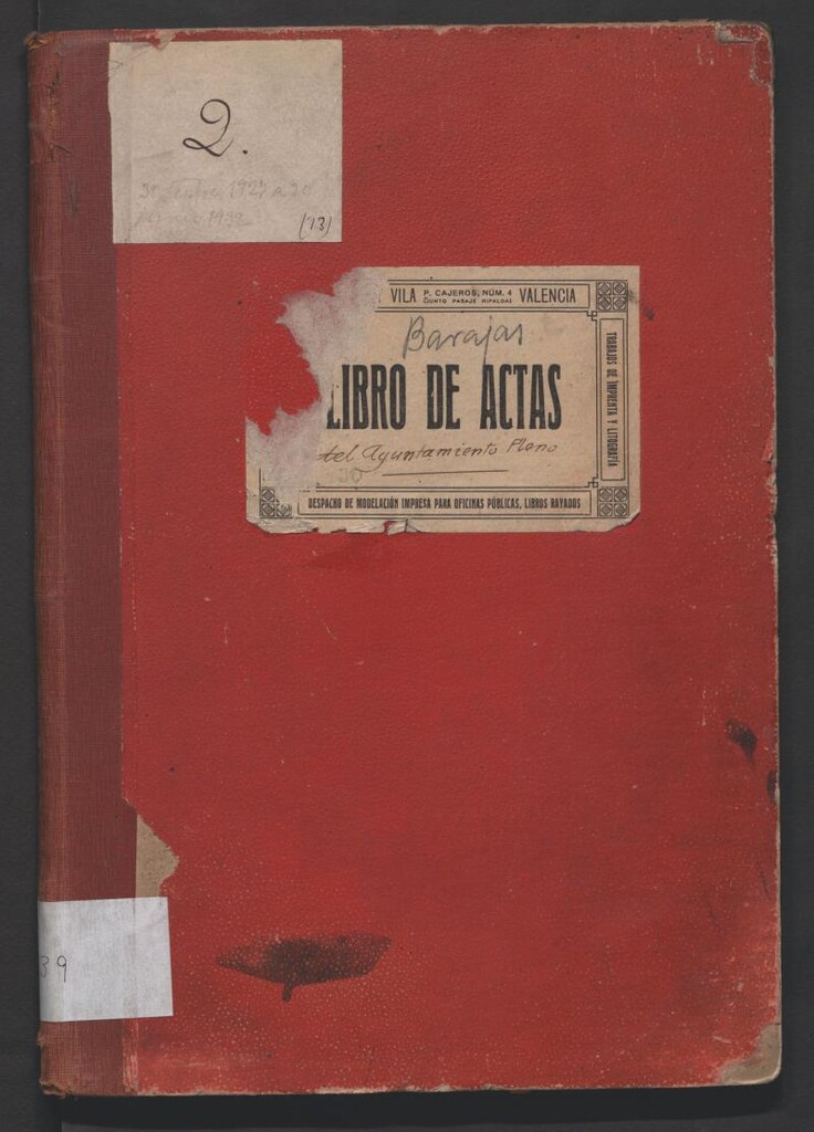 Miniatura de Actas y acuerdos del ayuntamiento de Barajas de 1927-1931. Libro 739.