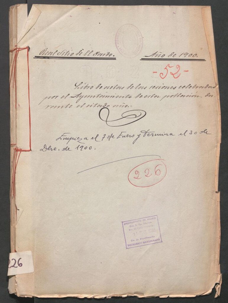 Miniatura de Actas y acuerdos del ayuntamiento de El Pardo de 1900. Libro 226.