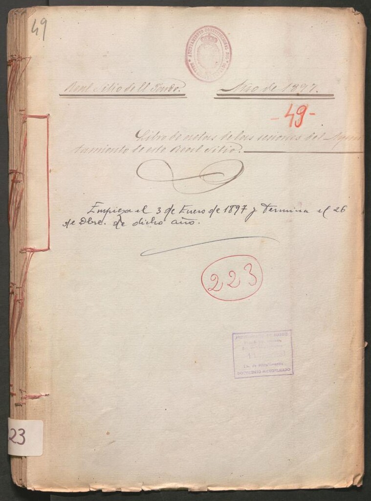 Miniatura de Actas y acuerdos del ayuntamiento de El Pardo de 1897. Libro 223.