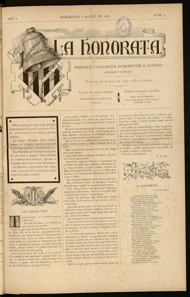 Miniatura de La Honorata del 7 de agosto de 1885