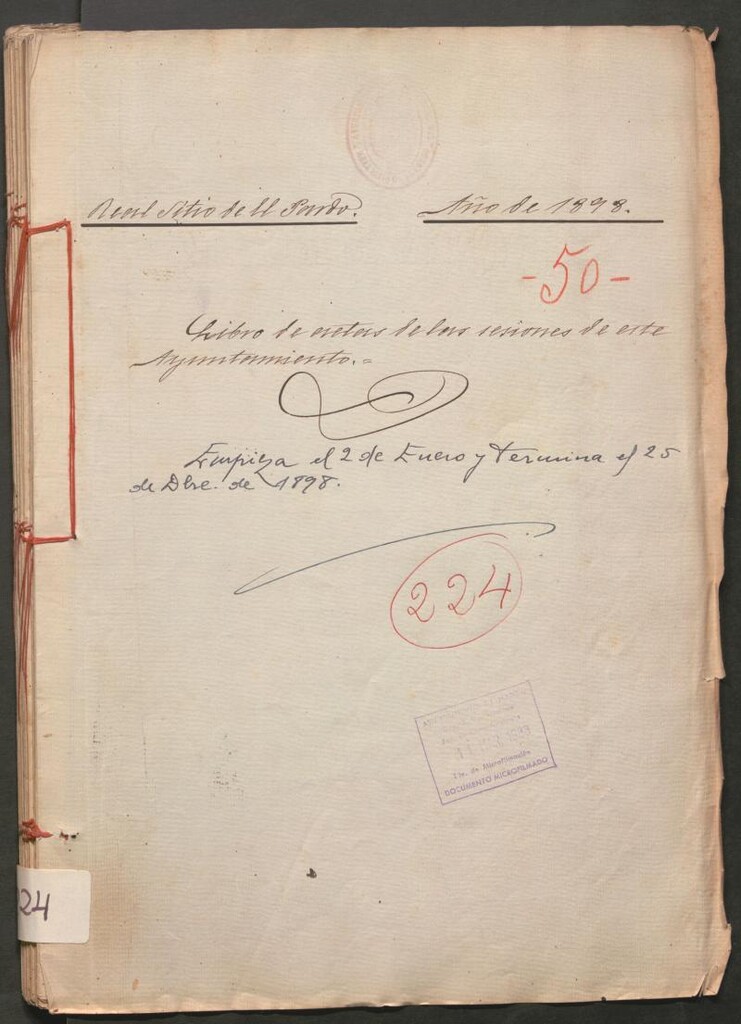 Miniatura de Actas y acuerdos del ayuntamiento de El Pardo de 1898. Libro 224.