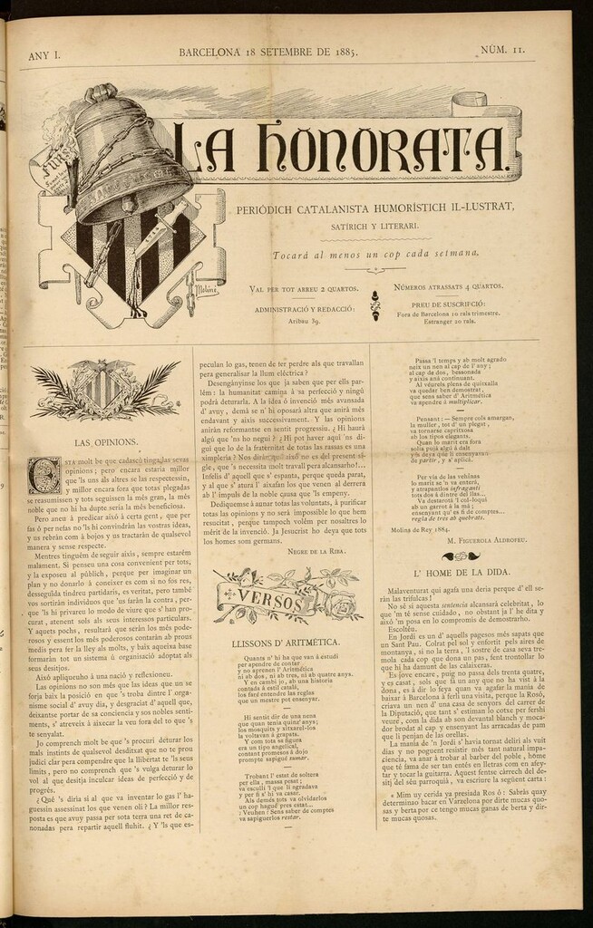 Miniatura de La Honorata del 18 de septiembre de 1885