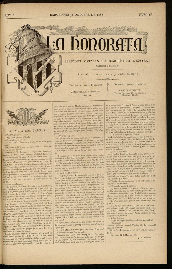 Miniatura de La Honorata del 30 de octubre de 1885