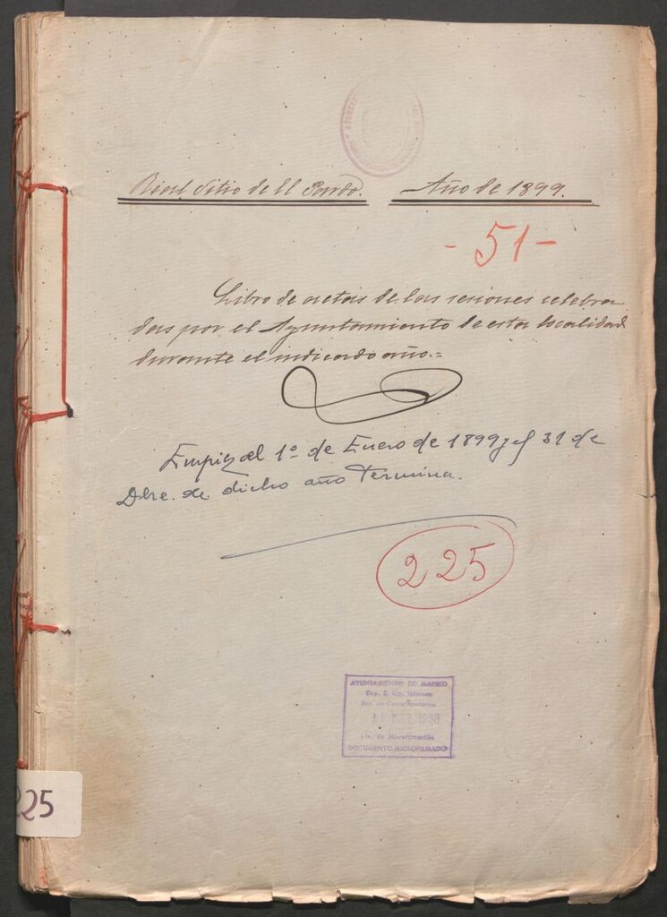 Miniatura de Actas y acuerdos del ayuntamiento de El Pardo de 1899. Libro 225.