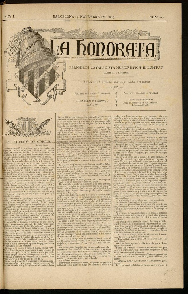 Miniatura de La Honorata del 13 de noviembre de 1885