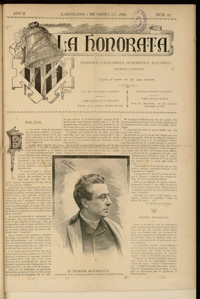 Miniatura de La Honorata del 1 de enero de 1886